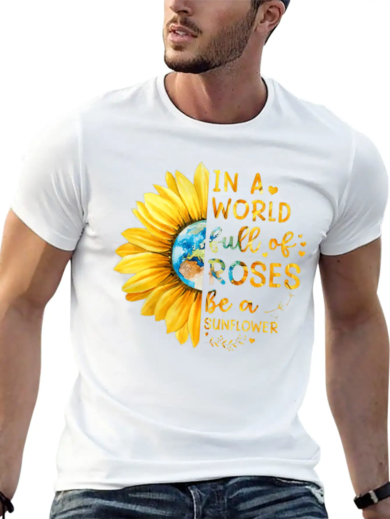 Sunflower Quote Lightweight Cotton T-Shirt – Daily Comfort Graphic Shirt