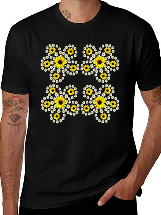 Sunflowers Daisies Blossom Floral Daisy Pattern Relaxed Everyday Tee – Lightweight And Durable Cotton