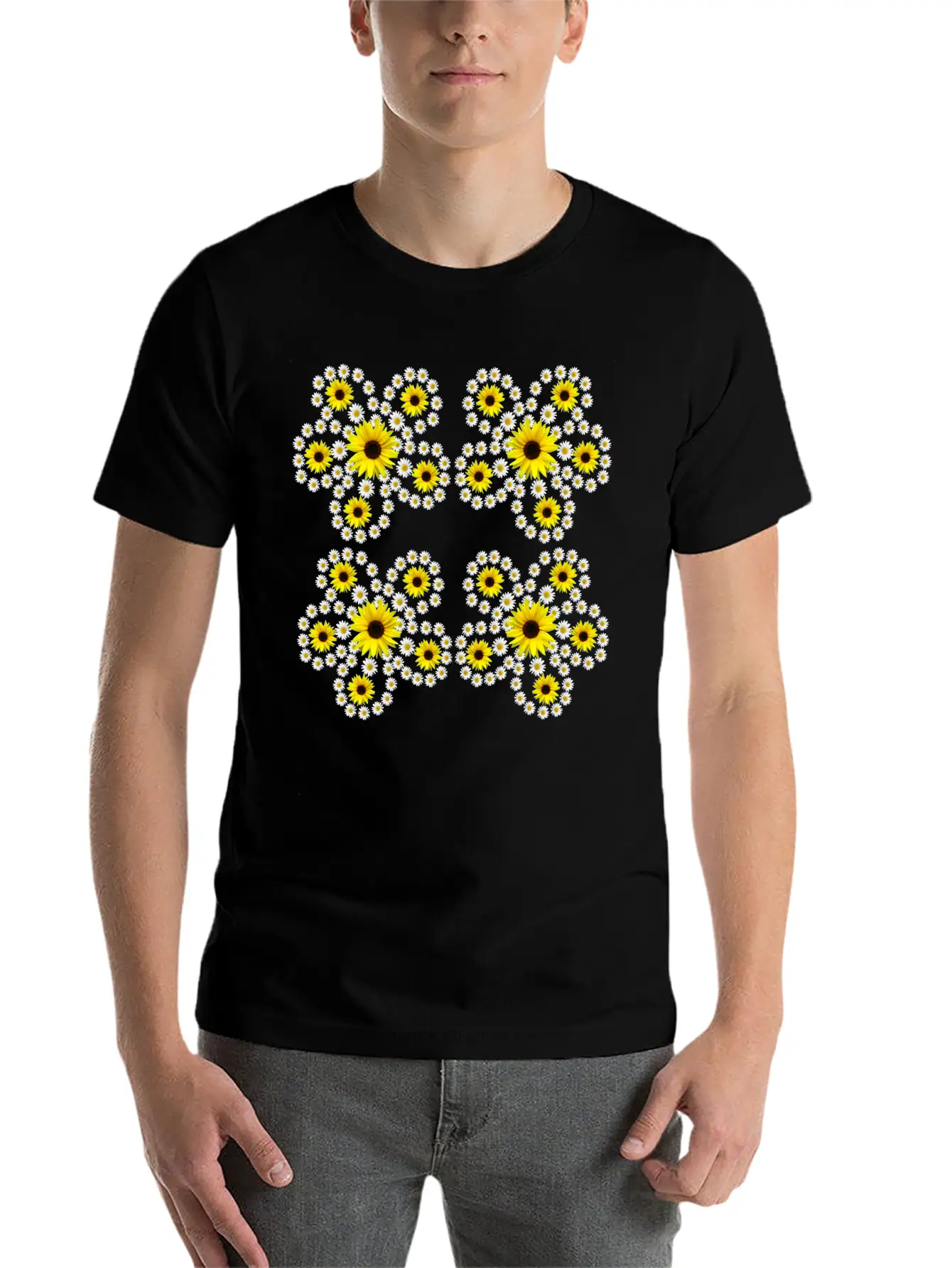 Sunflowers Daisies Blossom Floral Daisy Pattern Relaxed Everyday Tee – Lightweight And Durable Cotton