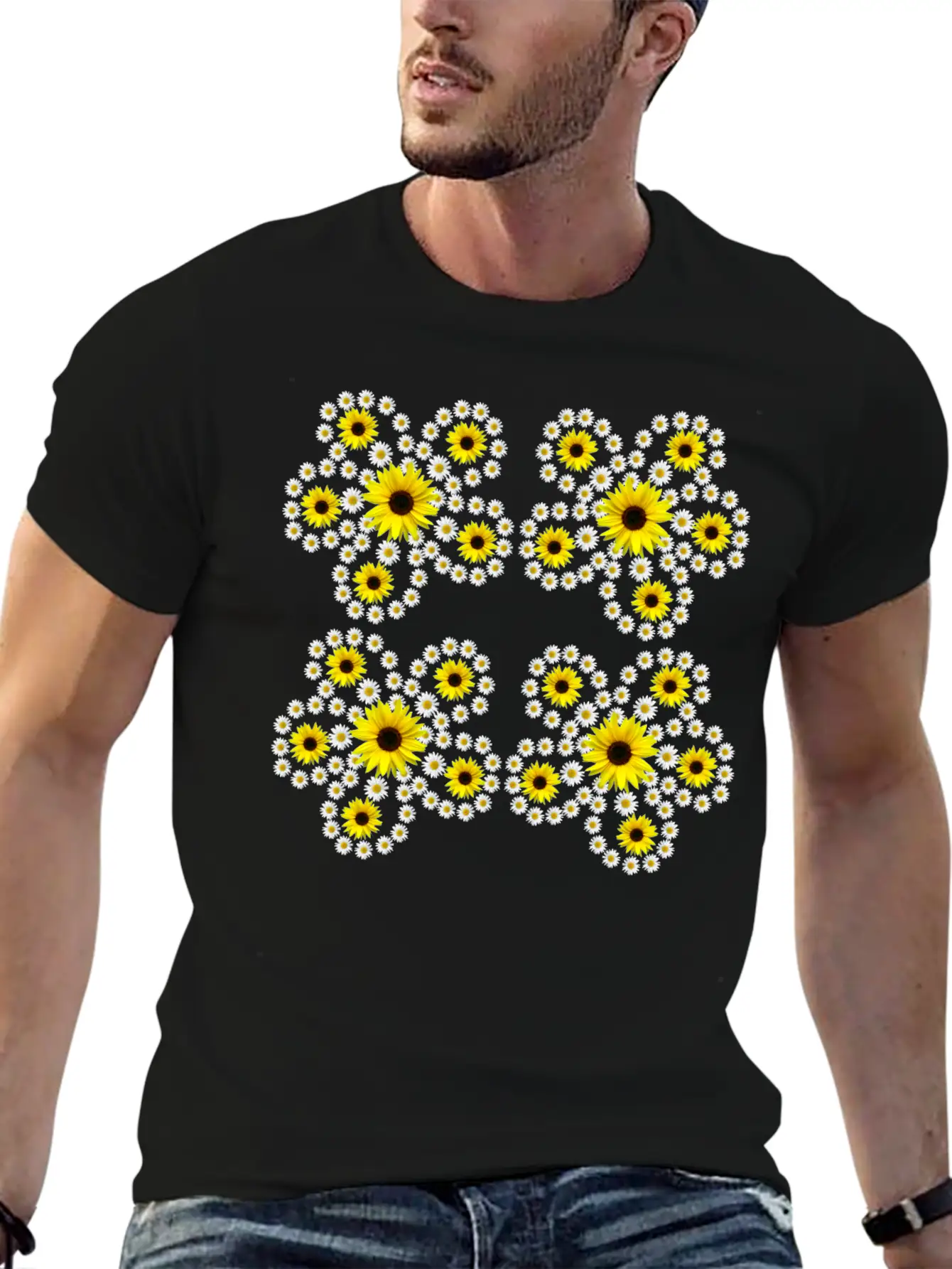 Sunflowers Daisies Blossom Floral Daisy Pattern Relaxed Everyday Tee – Lightweight And Durable Cotton