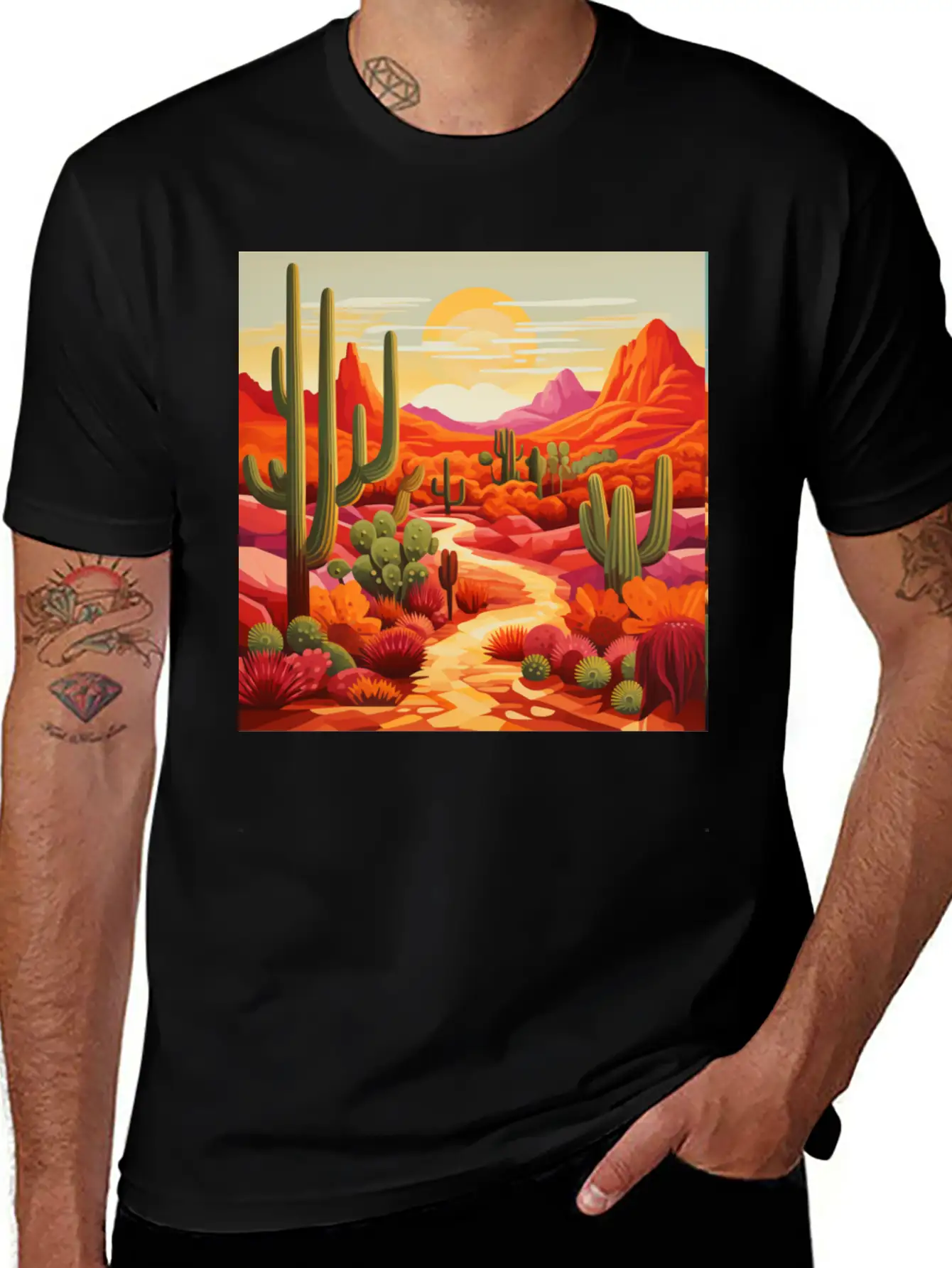 Sunrise In The South West Desert Modern Fit Casual T-Shirt ��� Clean And Versatile Design