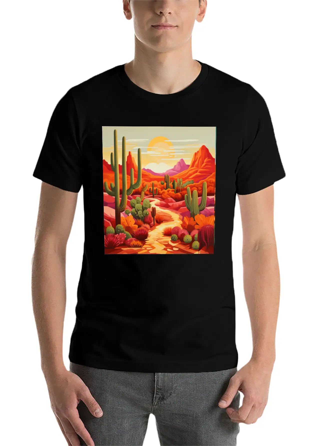 Sunrise In The South West Desert Modern Fit Casual T-Shirt ��� Clean And Versatile Design