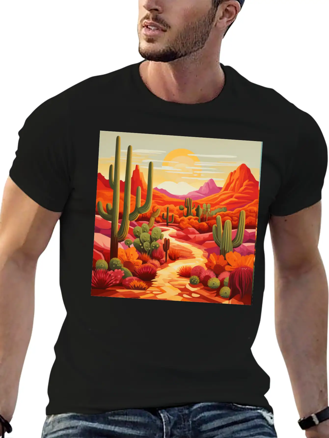 Sunrise In The South West Desert Modern Fit Casual T-Shirt ��� Clean And Versatile Design