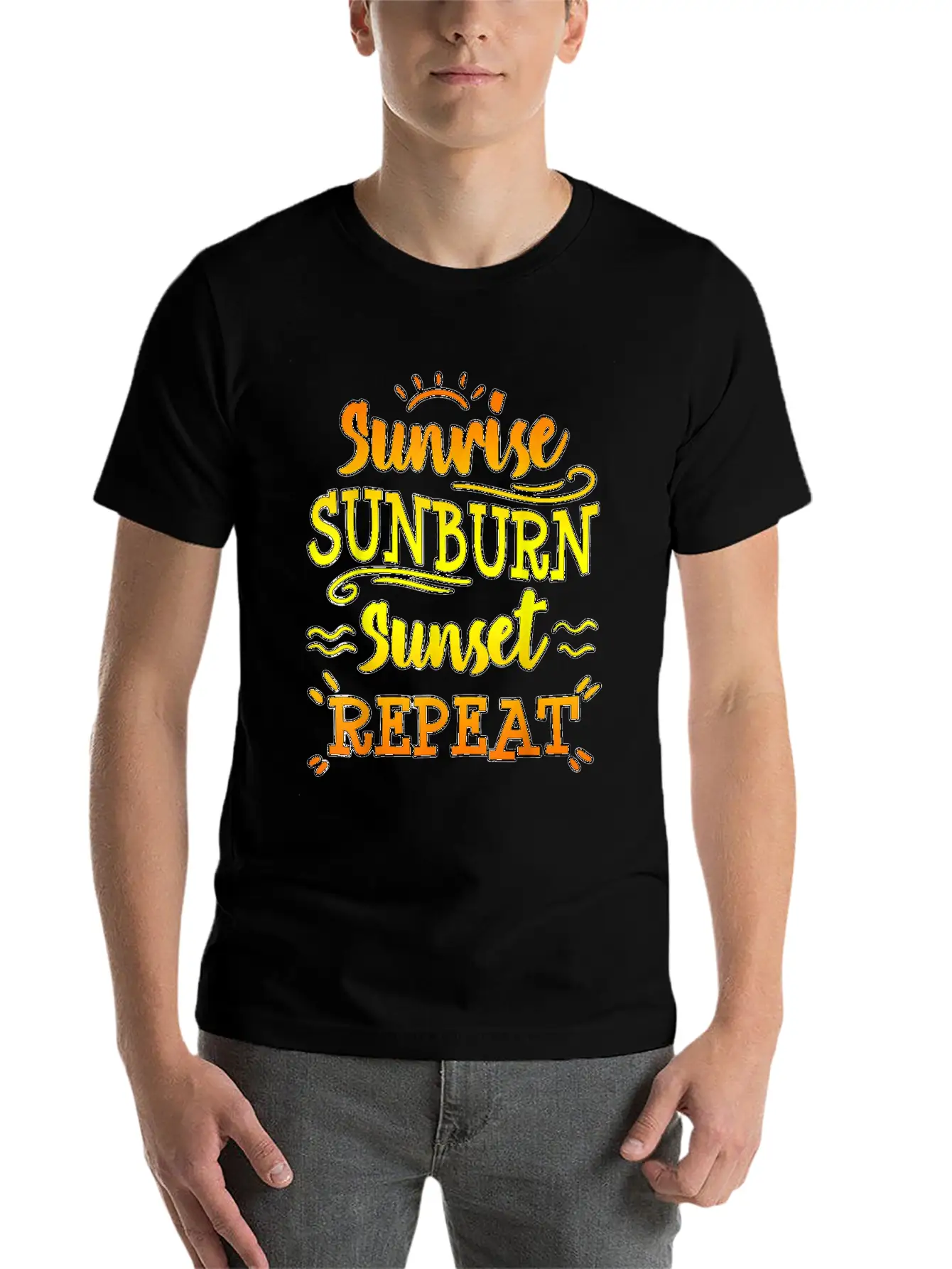 Sunrise Sunburn Sunset Funny Beach Summer Family V Unisex Casual T-Shirt ��� Clean Design For Daily Comfort