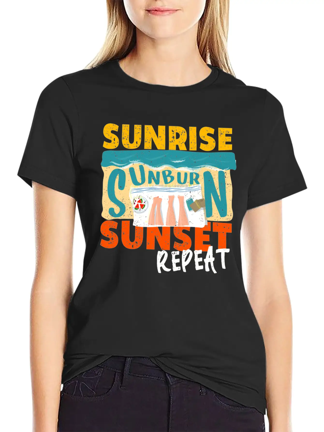 Sunrise Sunburn Sunset Repeat Relaxed Everyday Tee – Lightweight And Durable Cotton