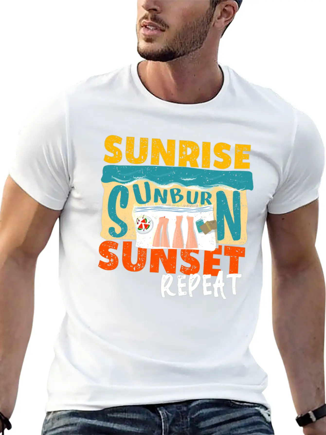 Sunrise Sunburn Sunset Repeat Relaxed Everyday Tee – Lightweight And Durable Cotton