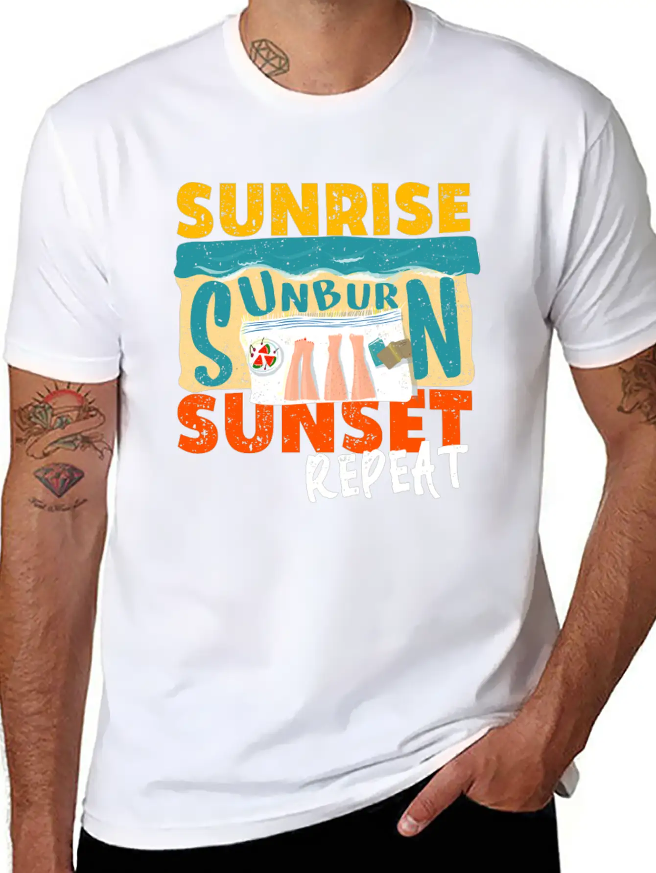 Sunrise Sunburn Sunset Repeat Relaxed Everyday Tee – Lightweight And Durable Cotton
