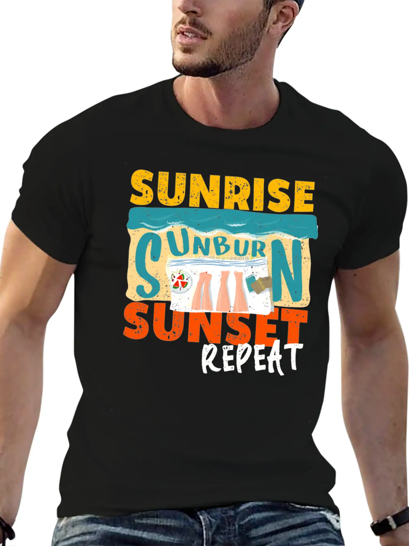 Sunrise Sunburn Sunset Repeat Relaxed Everyday Tee – Lightweight And Durable Cotton
