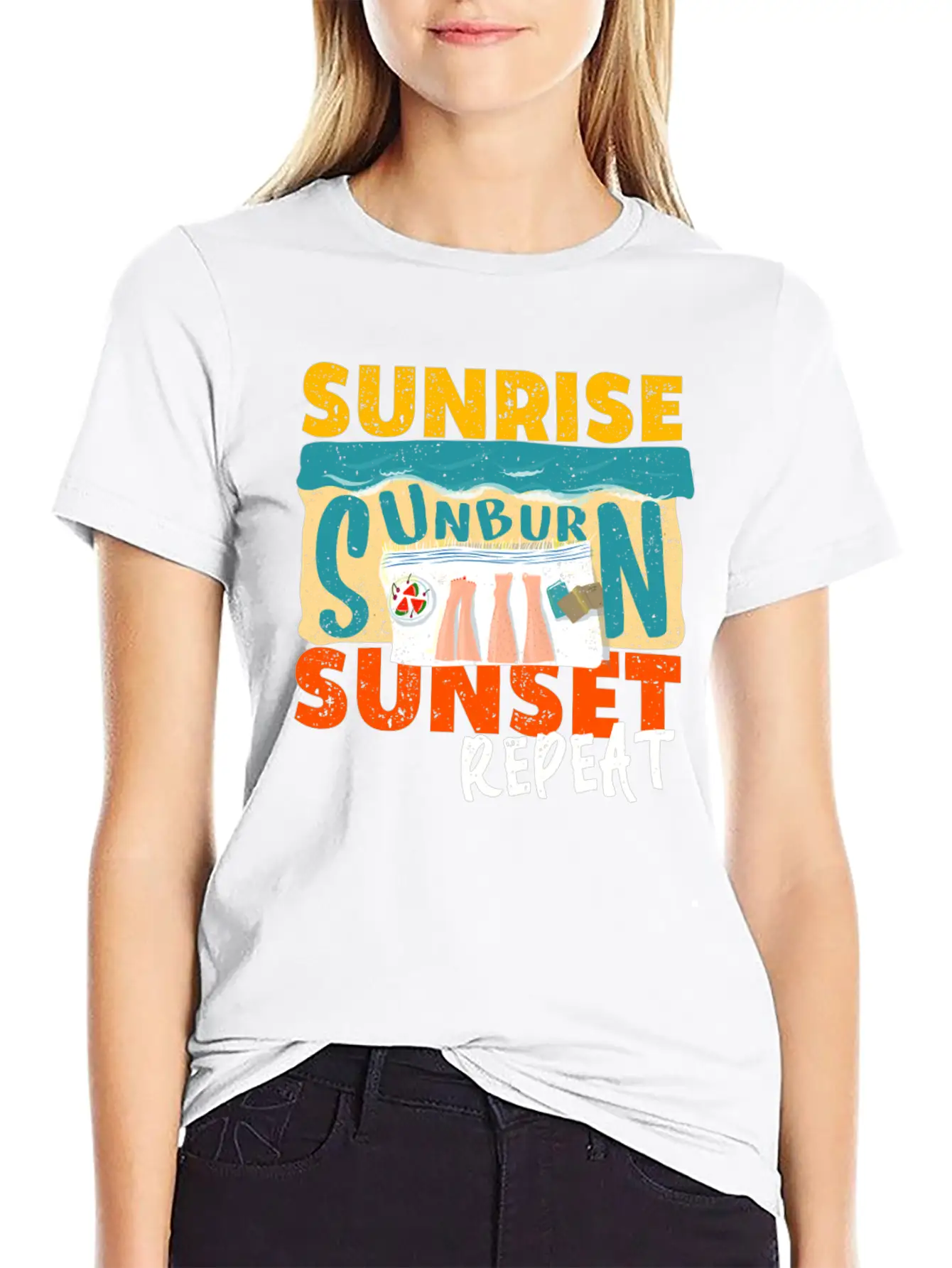 Sunrise Sunburn Sunset Repeat Relaxed Everyday Tee – Lightweight And Durable Cotton