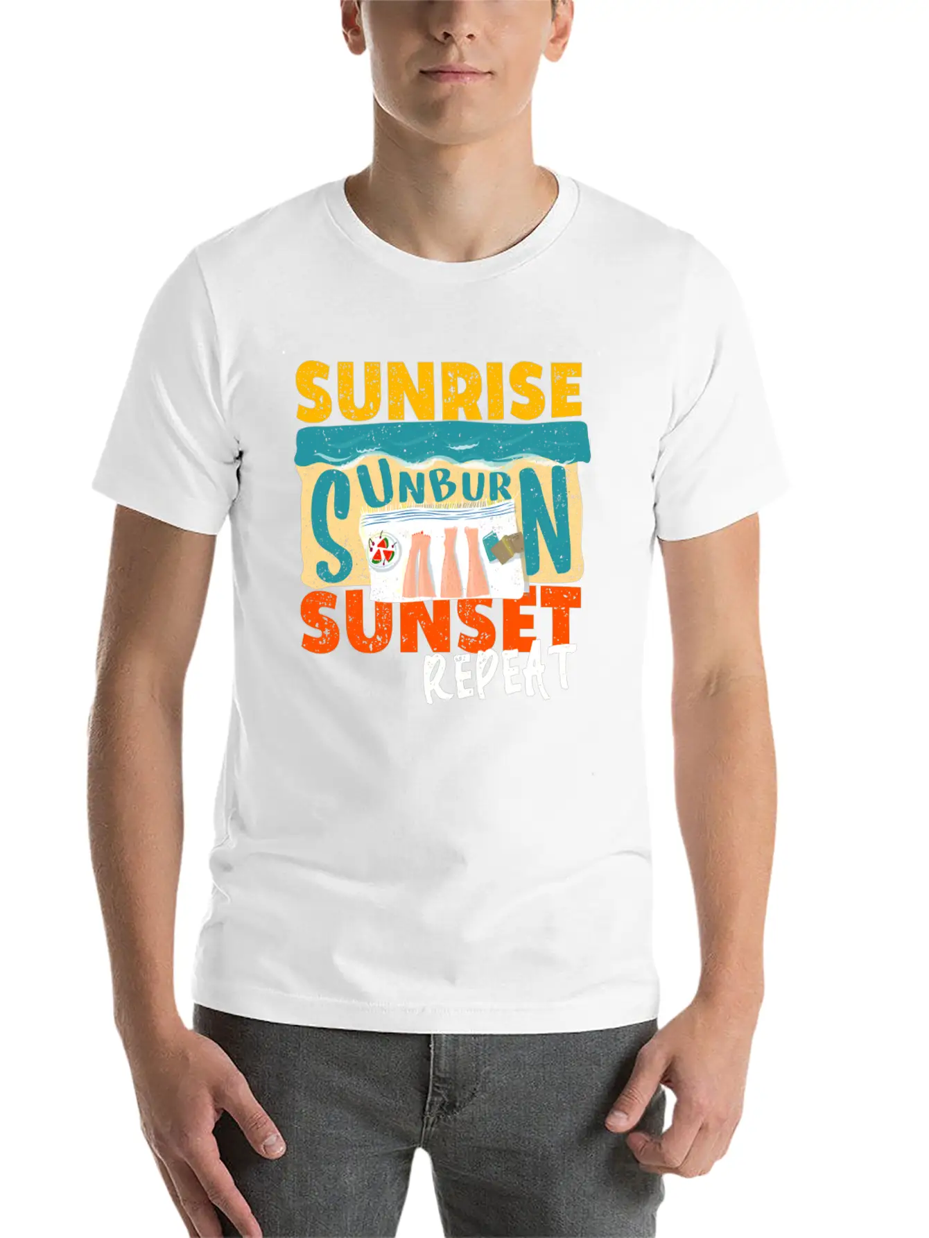 Sunrise Sunburn Sunset Repeat Relaxed Everyday Tee – Lightweight And Durable Cotton