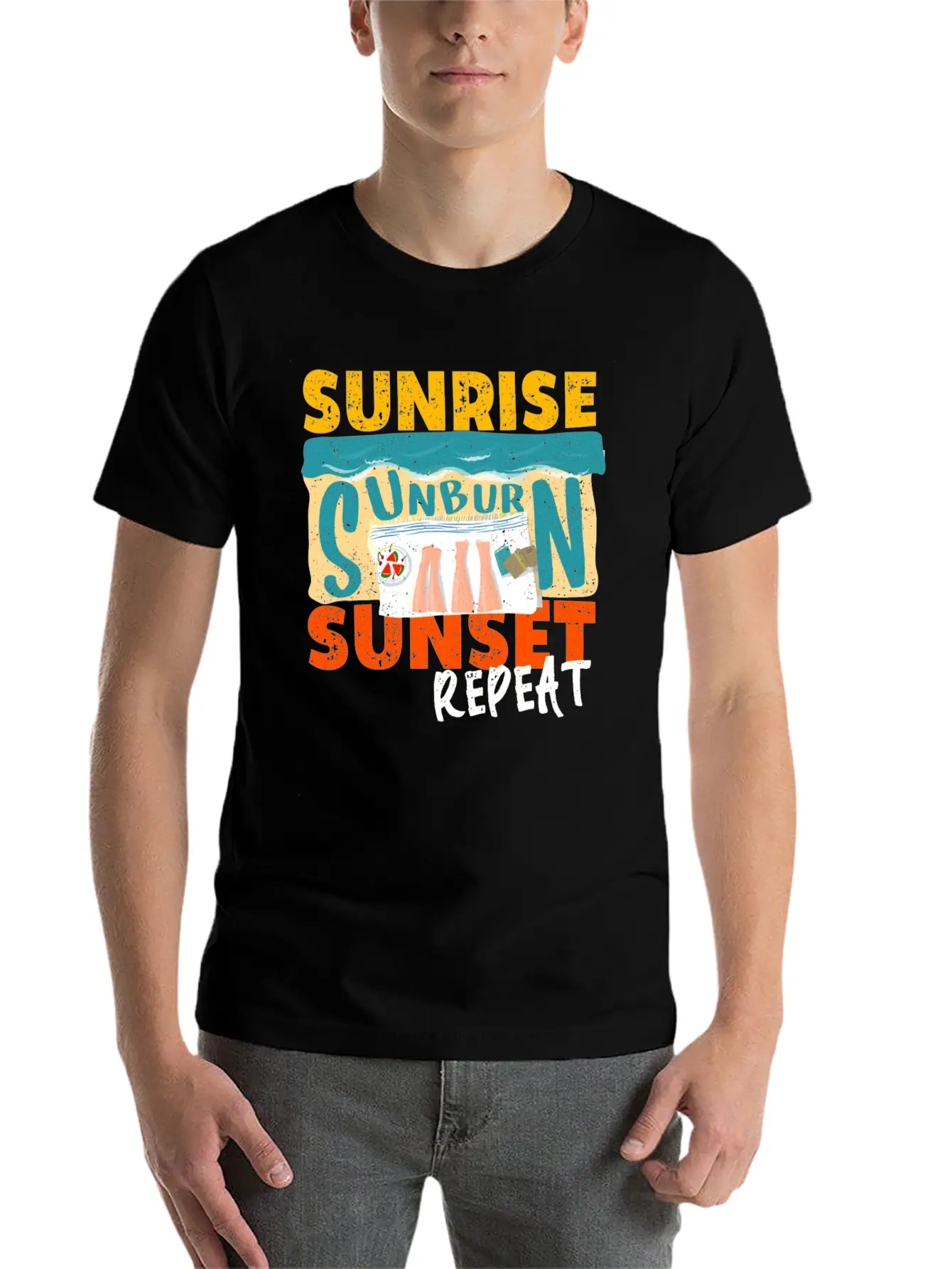 Sunrise Sunburn Sunset Repeat Relaxed Everyday Tee – Lightweight And Durable Cotton