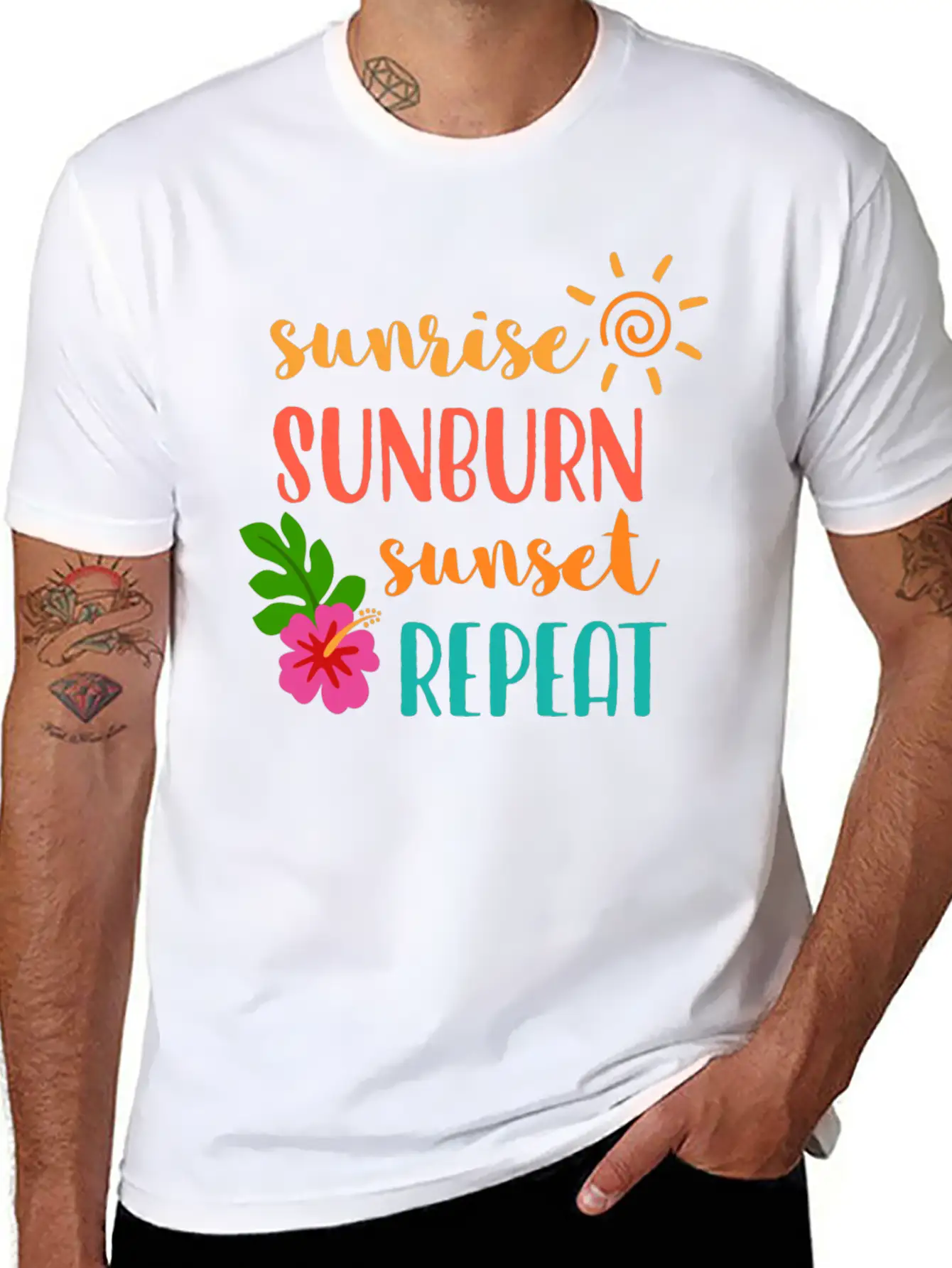 Sunrise Sunburn Sunset Repeat Stylish Everyday T-Shirt – Unisex Basic Cotton Tee