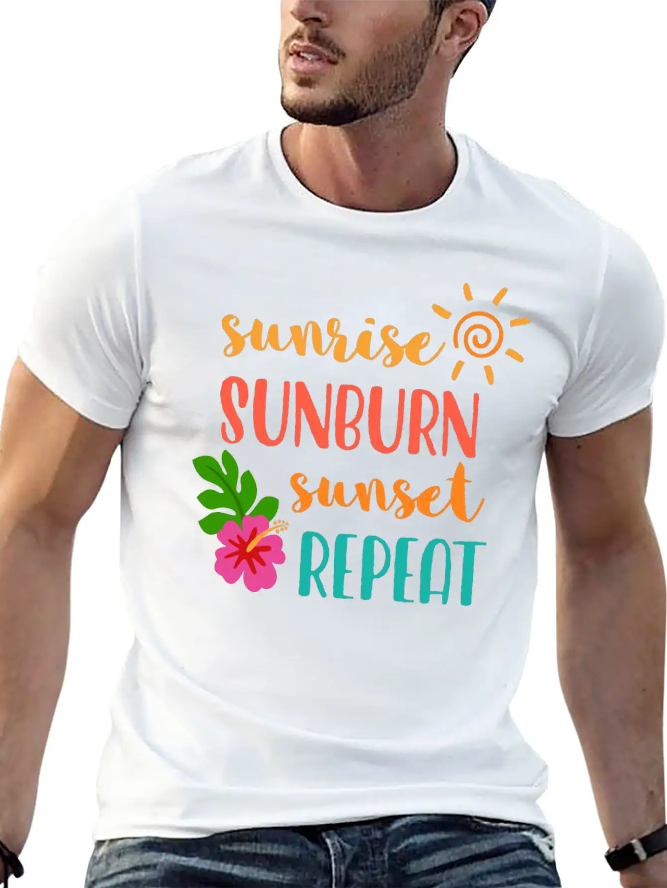 Sunrise Sunburn Sunset Repeat Stylish Everyday T-Shirt – Unisex Basic Cotton Tee