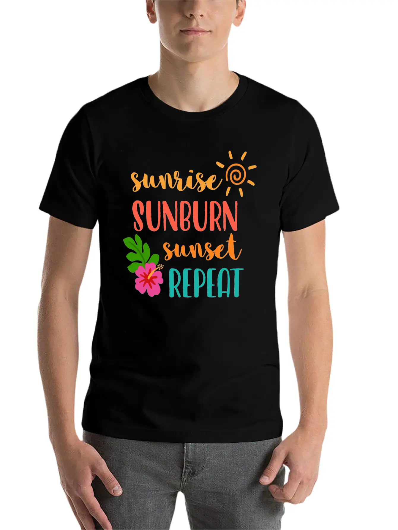 Sunrise Sunburn Sunset Repeat Stylish Everyday T-Shirt – Unisex Basic Cotton Tee