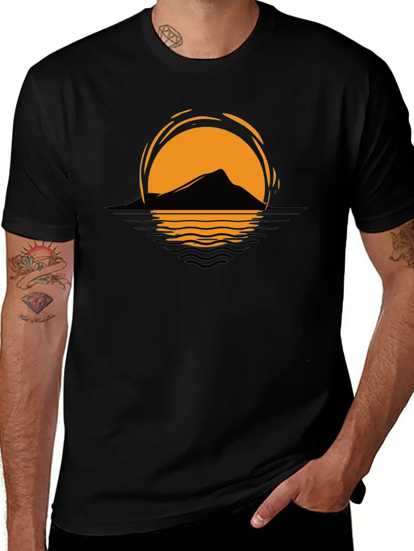 Sunset At Island Modern Fit Casual T-Shirt – Clean And Versatile Design