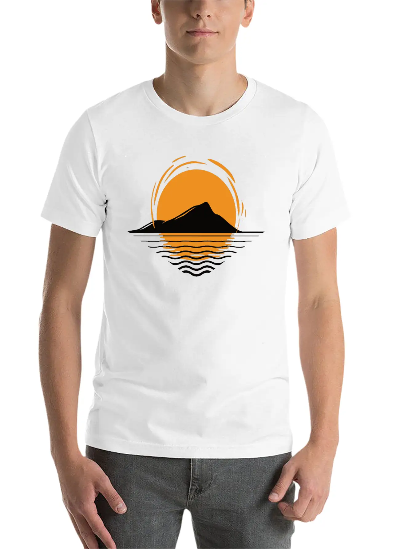 Sunset At Island Modern Fit Casual T-Shirt – Clean And Versatile Design