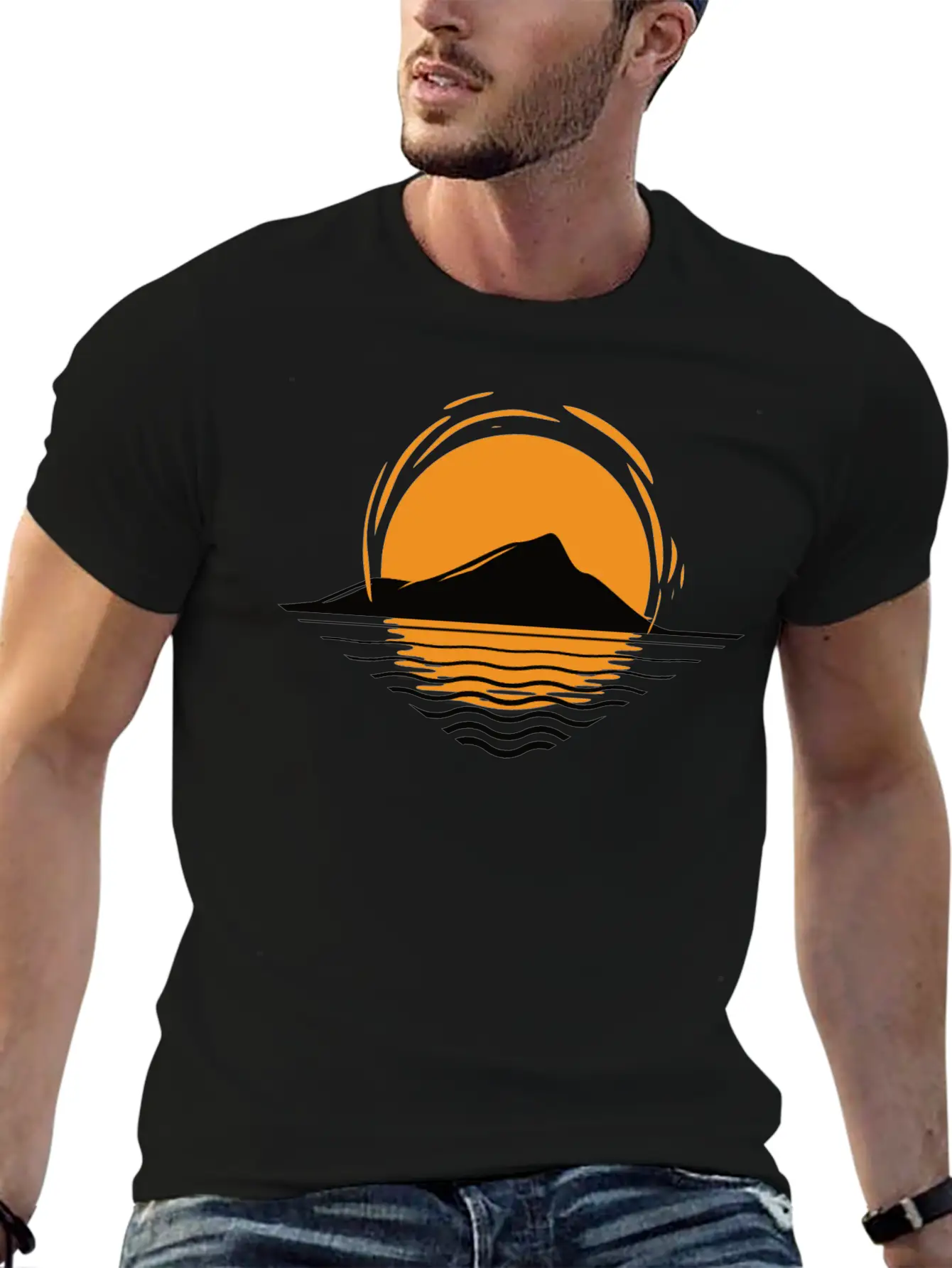 Sunset At Island Modern Fit Casual T-Shirt – Clean And Versatile Design
