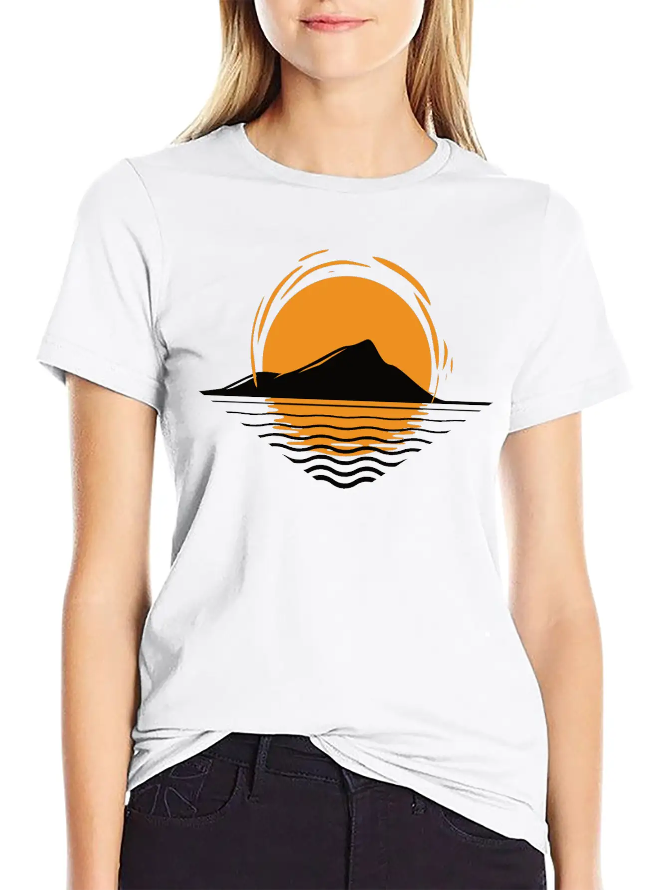Sunset At Island Modern Fit Casual T-Shirt – Clean And Versatile Design