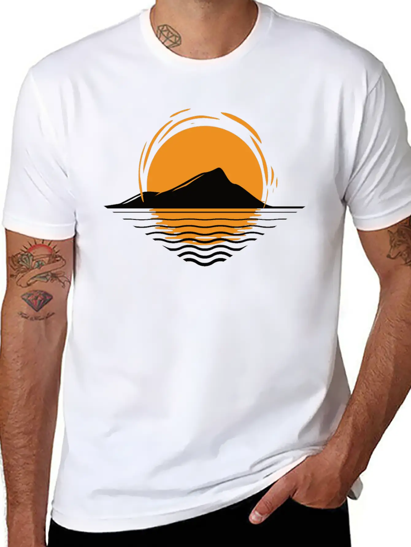 Sunset At Island Modern Fit Casual T-Shirt – Clean And Versatile Design