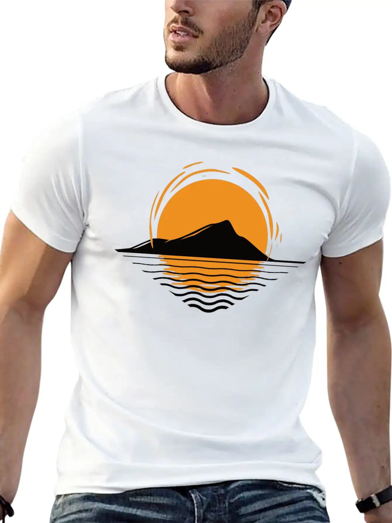 Sunset At Island Modern Fit Casual T-Shirt – Clean And Versatile Design