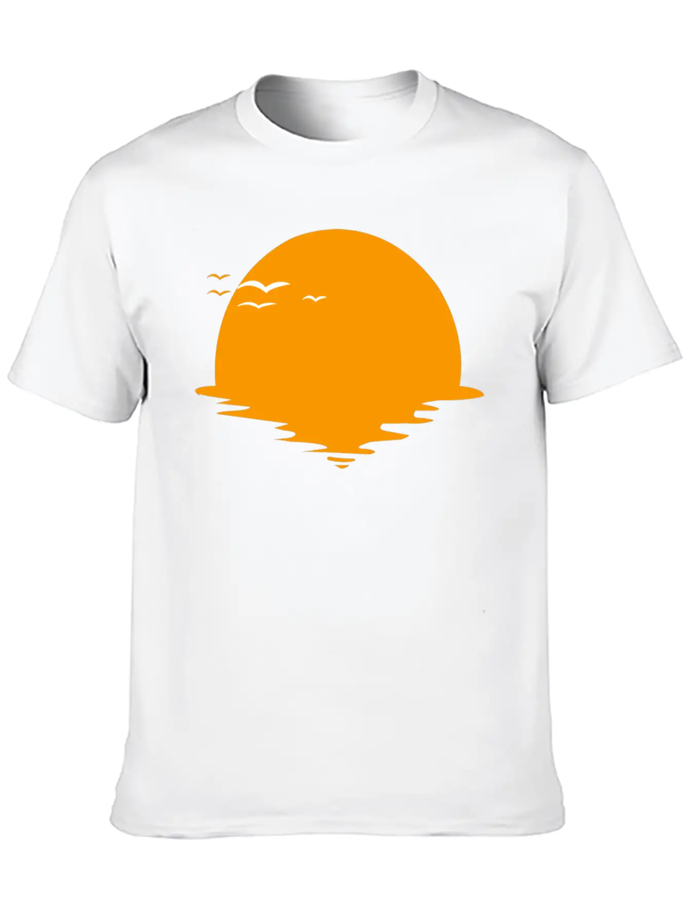 Sunset Or Sunrise And Birds Unisex Casual T-Shirt – Clean Design For Daily Comfort
