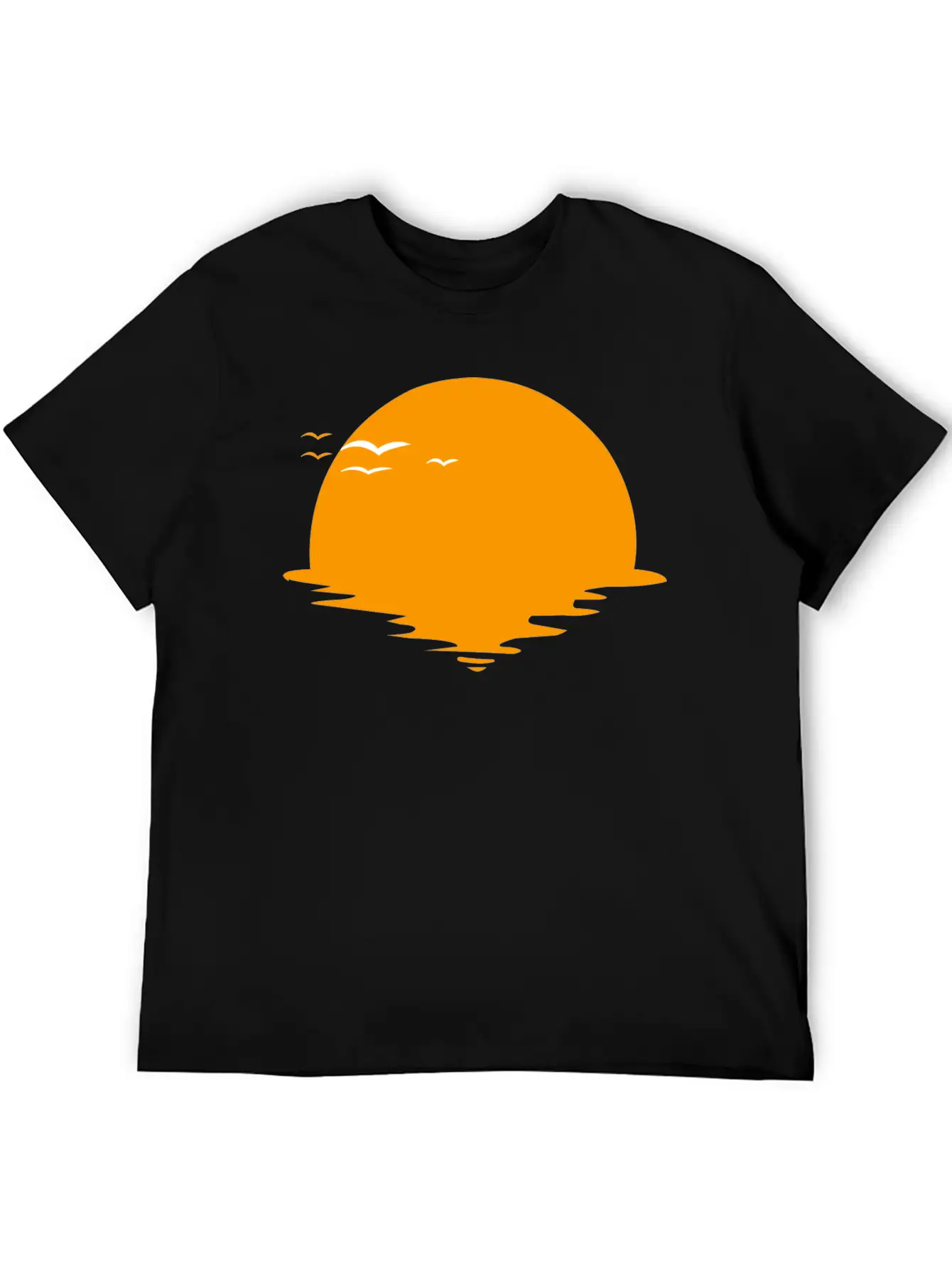Sunset Or Sunrise And Birds Unisex Casual T-Shirt – Clean Design For Daily Comfort