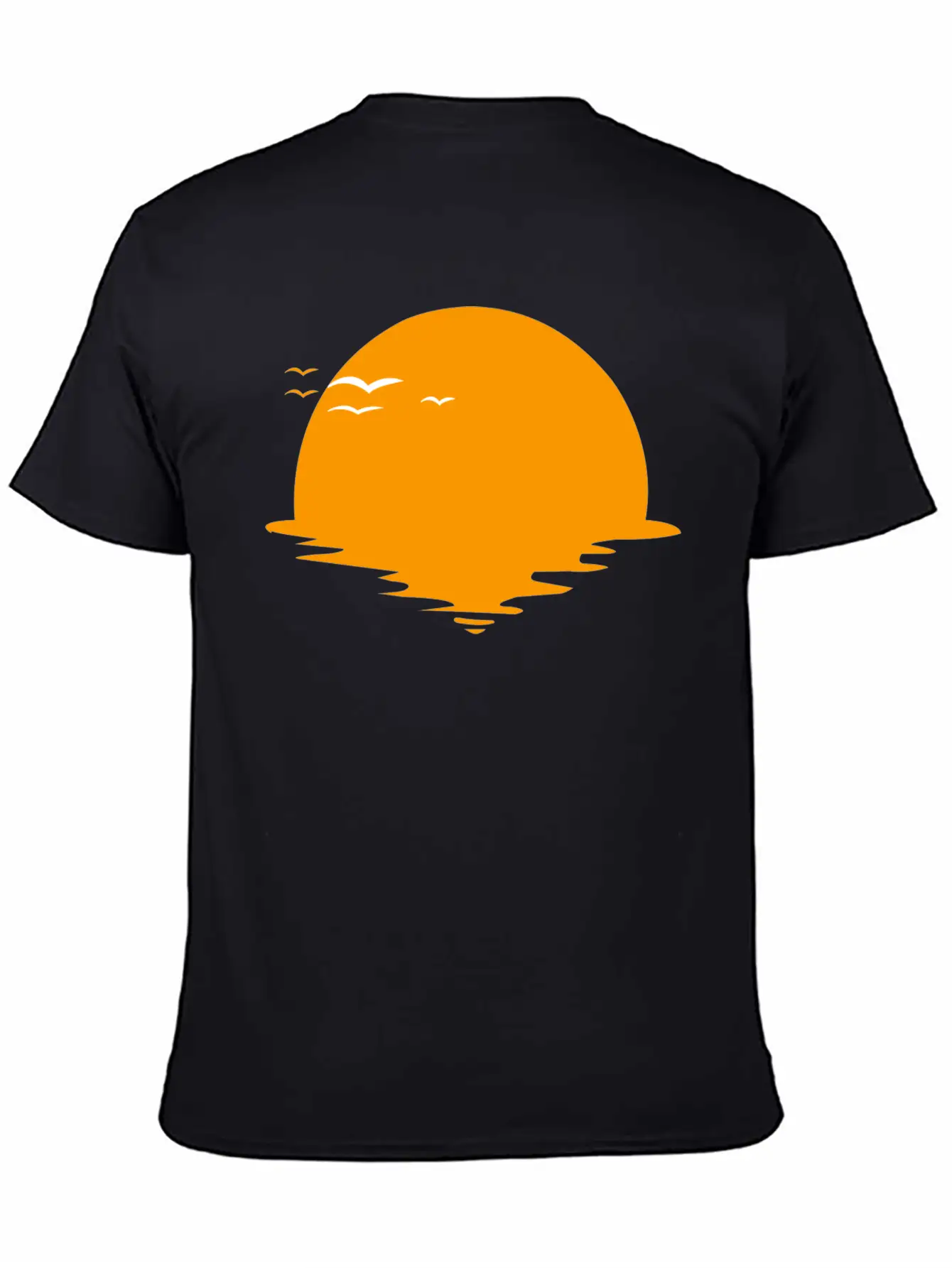 Sunset Or Sunrise And Birds Unisex Casual T-Shirt – Clean Design For Daily Comfort