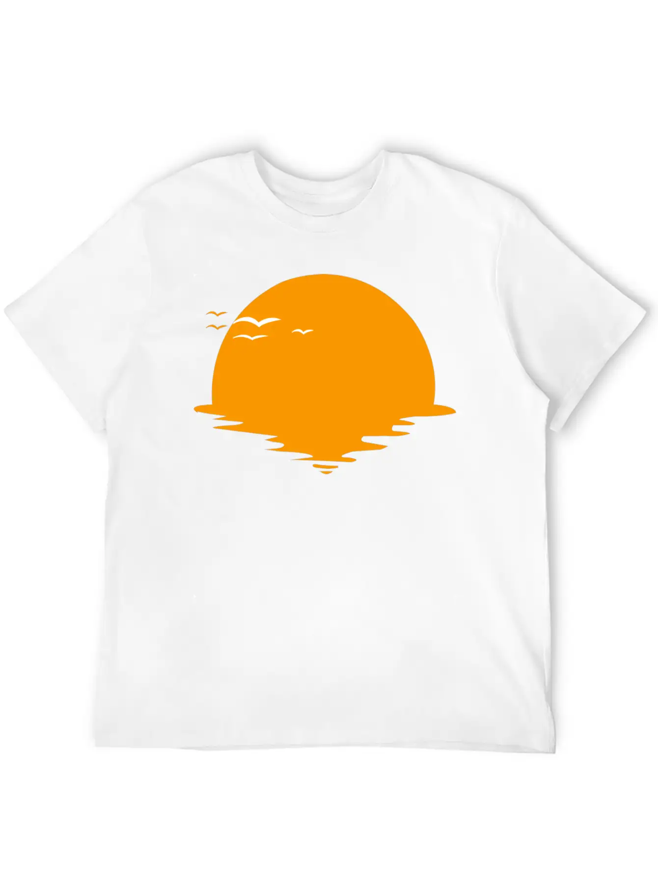 Sunset Or Sunrise And Birds Unisex Casual T-Shirt – Clean Design For Daily Comfort