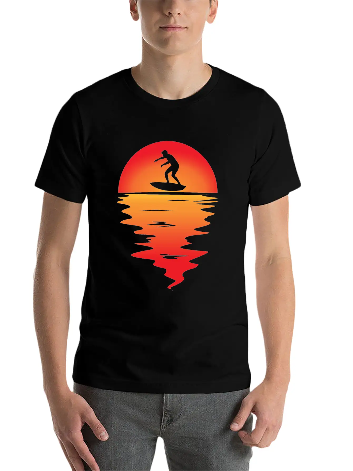 Sunset Surfing Stylish Everyday T-Shirt – Unisex Basic Cotton Tee