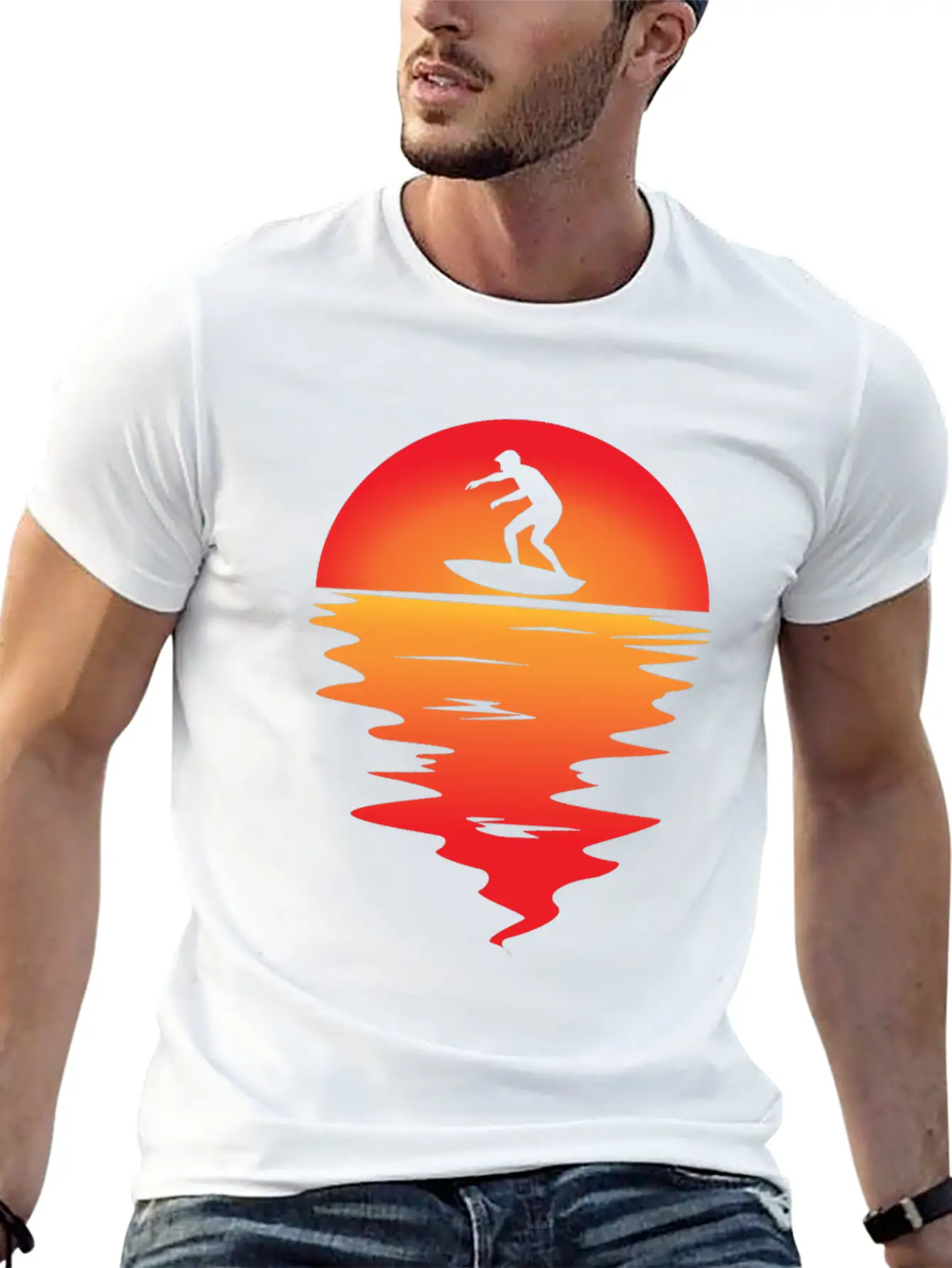 Sunset Surfing Stylish Everyday T-Shirt – Unisex Basic Cotton Tee