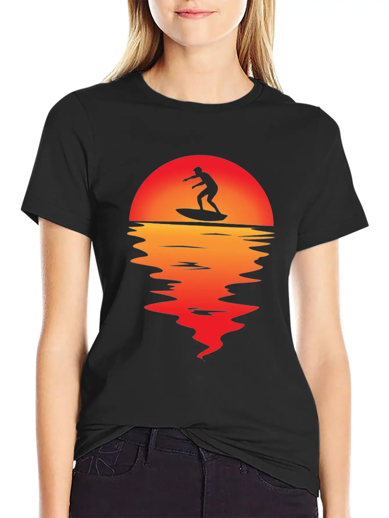 Sunset Surfing Stylish Everyday T-Shirt – Unisex Basic Cotton Tee