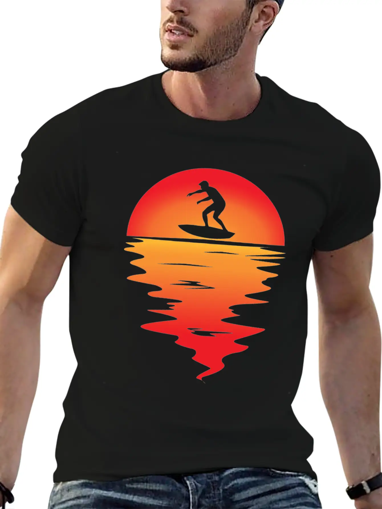 Sunset Surfing Stylish Everyday T-Shirt – Unisex Basic Cotton Tee