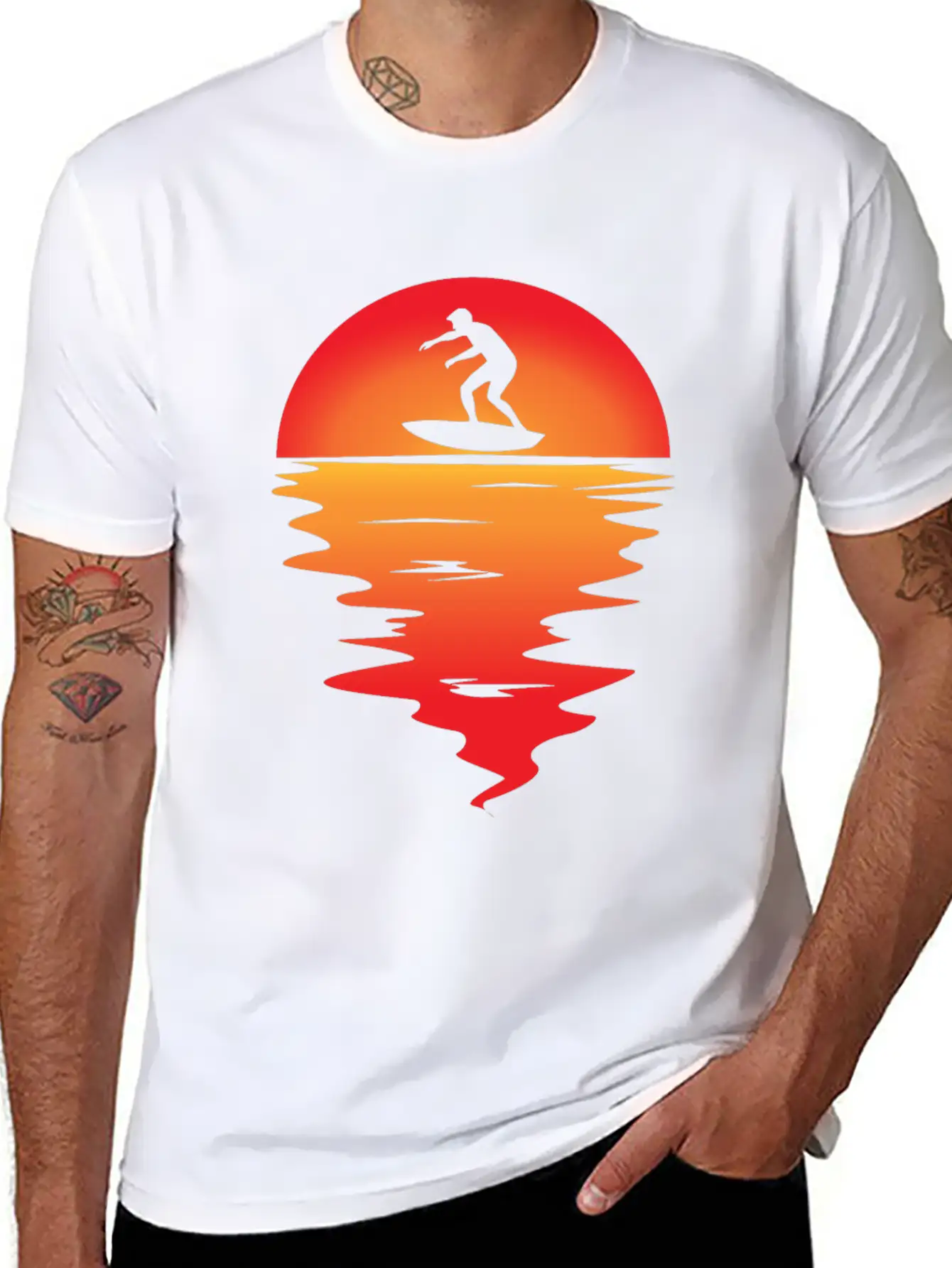 Sunset Surfing Stylish Everyday T-Shirt – Unisex Basic Cotton Tee