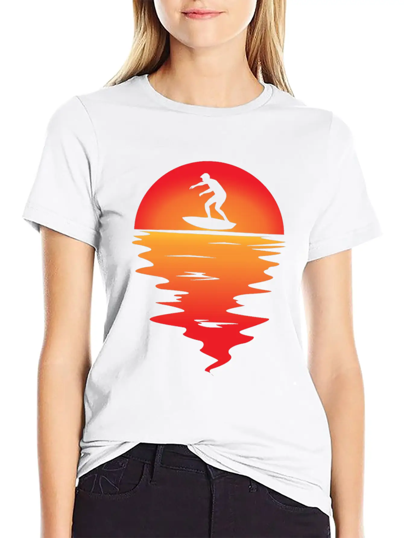 Sunset Surfing Stylish Everyday T-Shirt – Unisex Basic Cotton Tee
