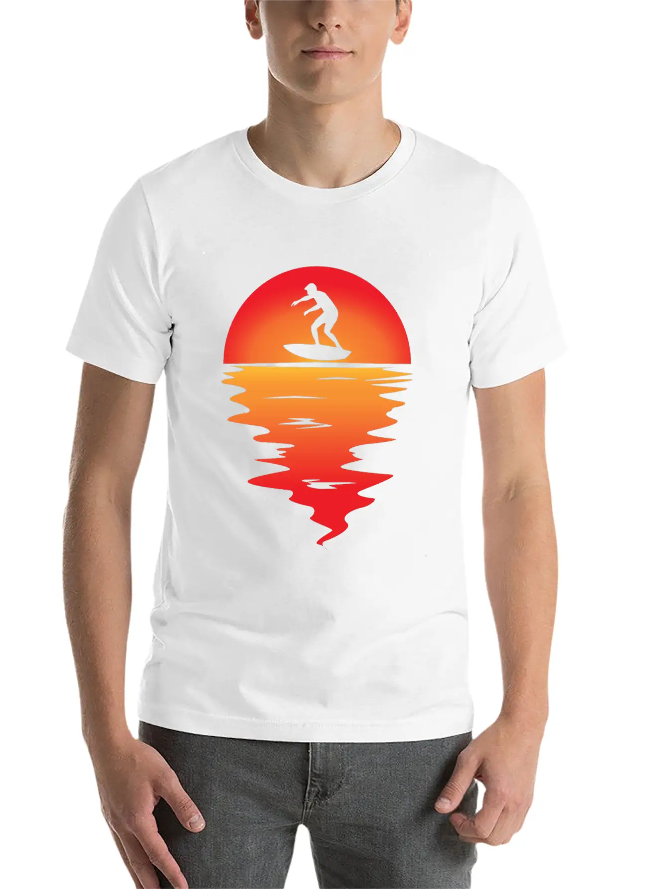 Sunset Surfing Stylish Everyday T-Shirt – Unisex Basic Cotton Tee