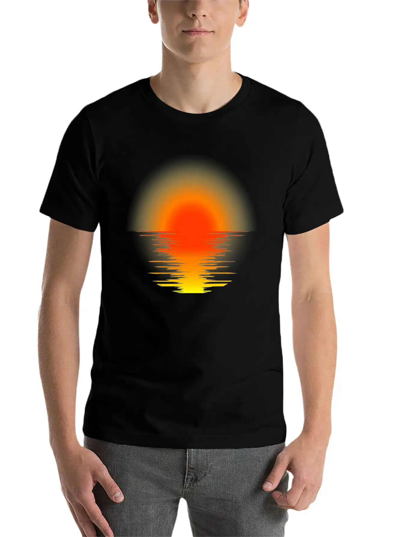Sunset Transparent Design Relaxed Everyday Tee – Lightweight And Durable Cotton