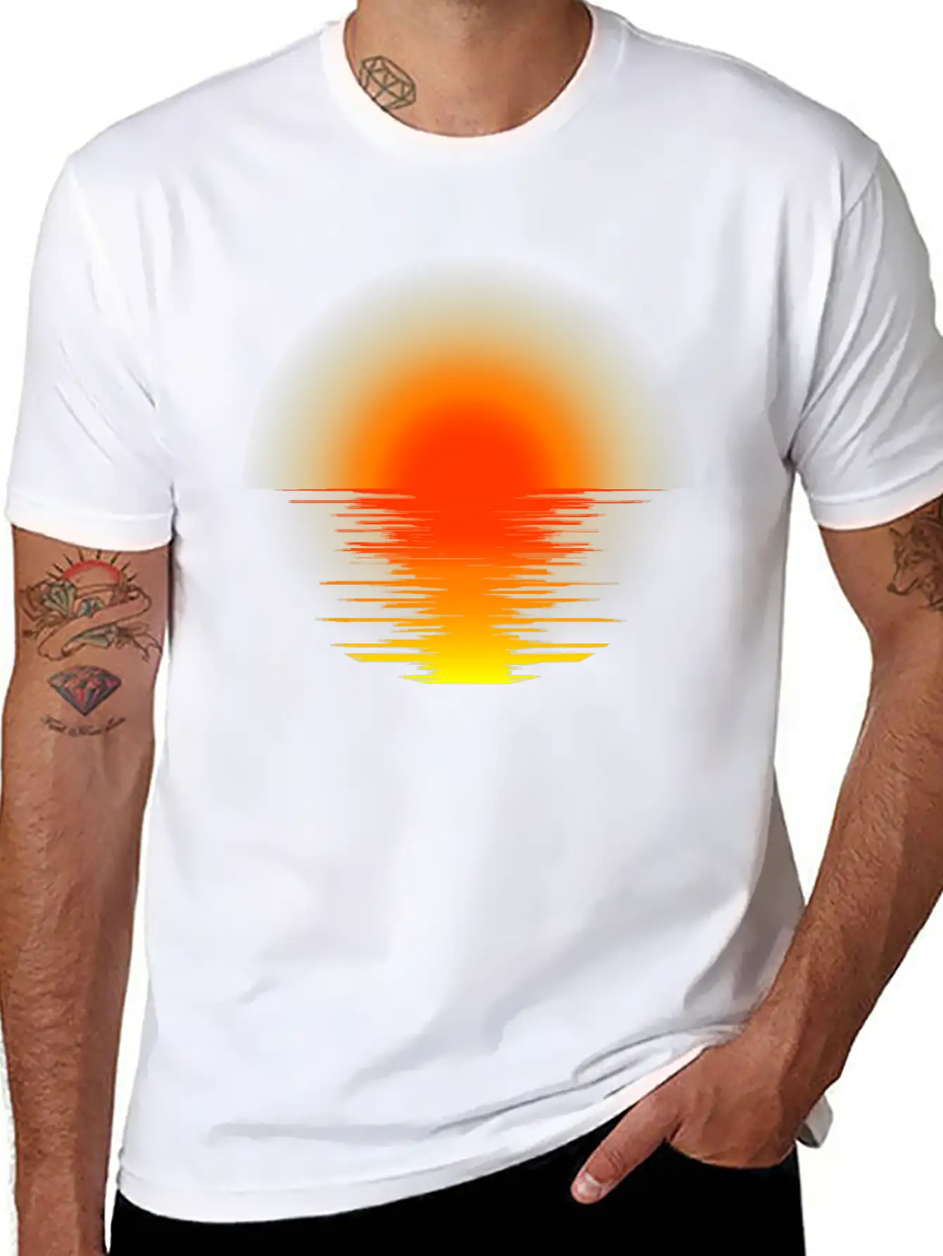 Sunset Transparent Design Relaxed Everyday Tee – Lightweight And Durable Cotton