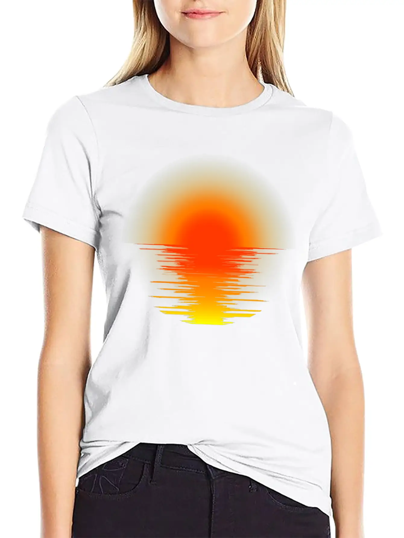 Sunset Transparent Design Relaxed Everyday Tee – Lightweight And Durable Cotton