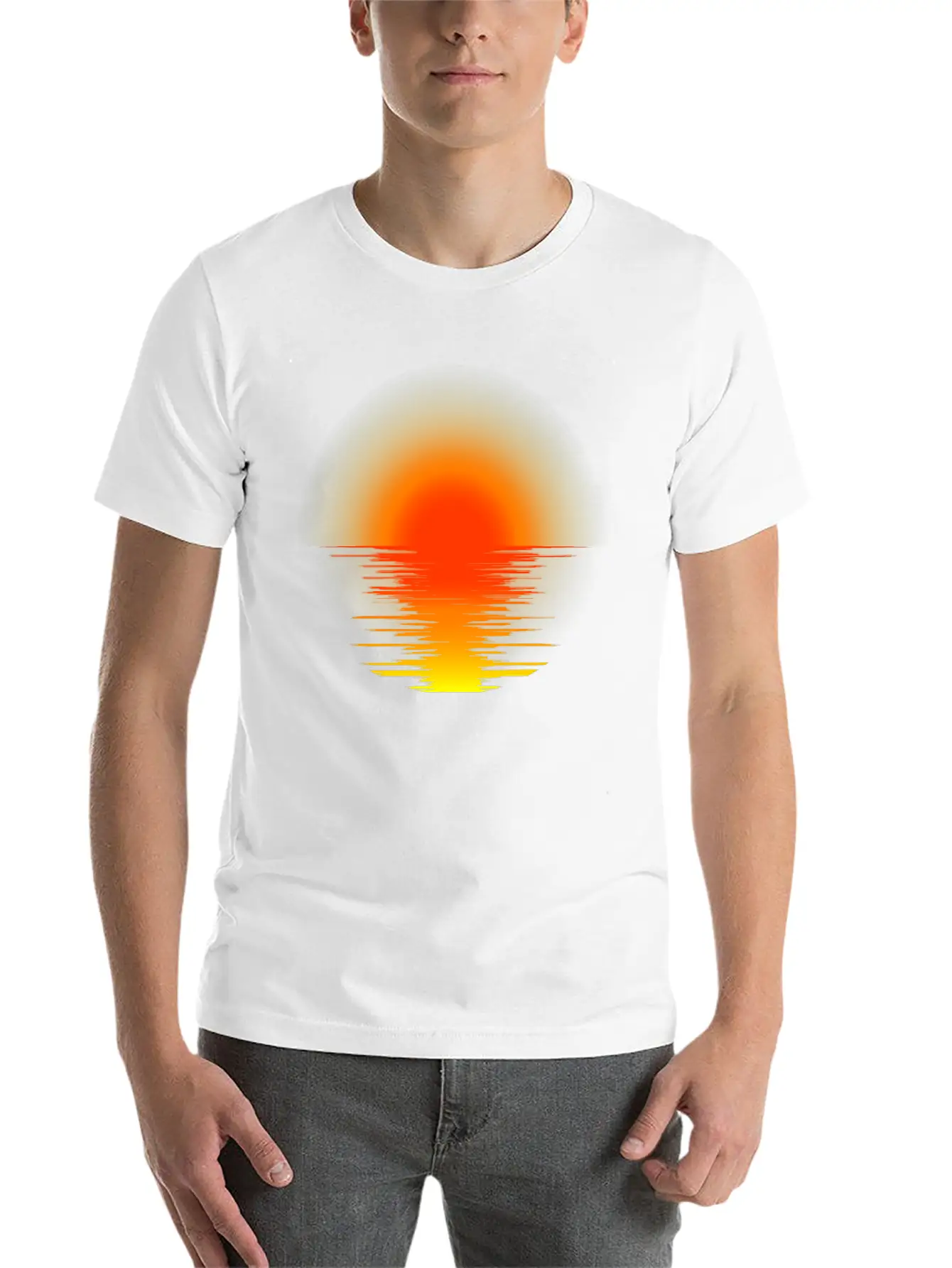 Sunset Transparent Design Relaxed Everyday Tee – Lightweight And Durable Cotton