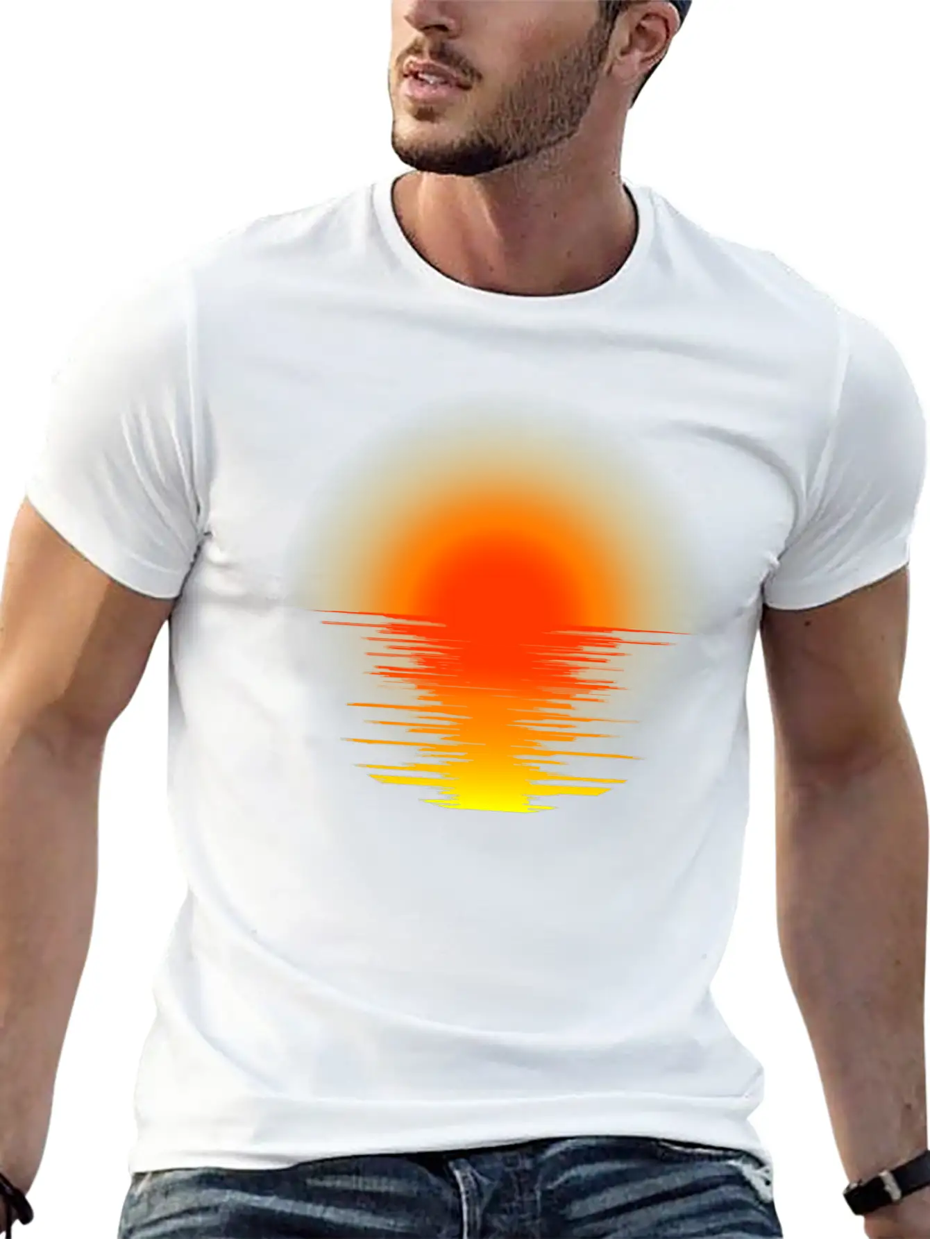 Sunset Transparent Design Relaxed Everyday Tee – Lightweight And Durable Cotton