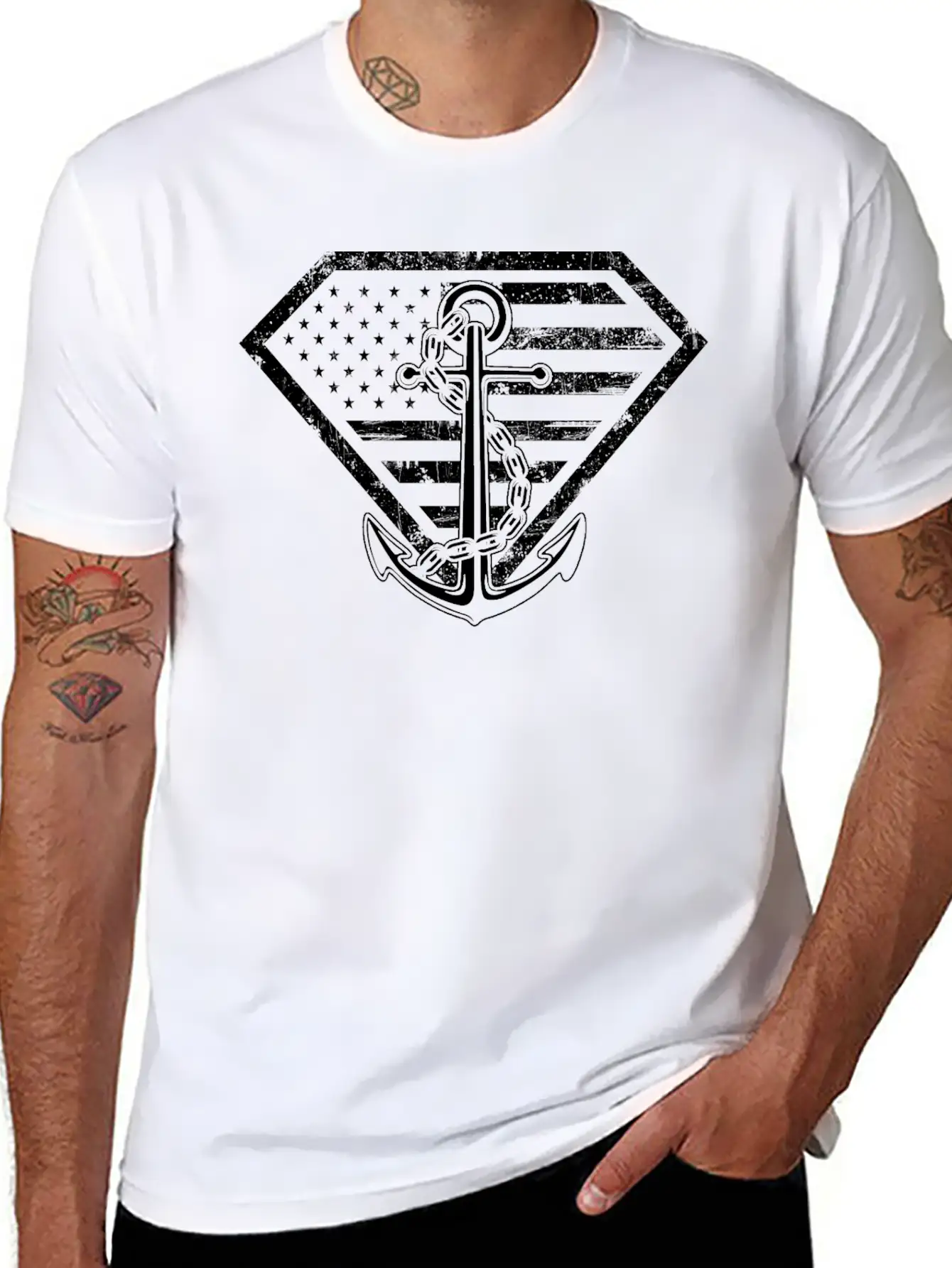 Super Sailor-Sailor Flag T-shirt For American Lightweight Cotton T-Shirt – Daily Comfort Graphic Shirt