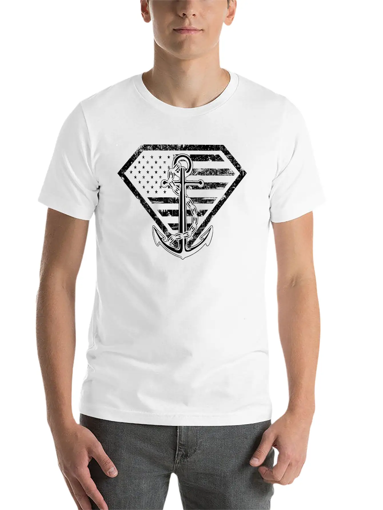 Super Sailor-Sailor Flag T-shirt For American Lightweight Cotton T-Shirt – Daily Comfort Graphic Shirt