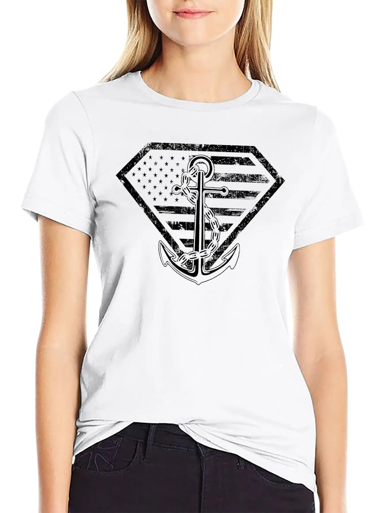 Super Sailor-Sailor Flag T-shirt For American Lightweight Cotton T-Shirt – Daily Comfort Graphic Shirt