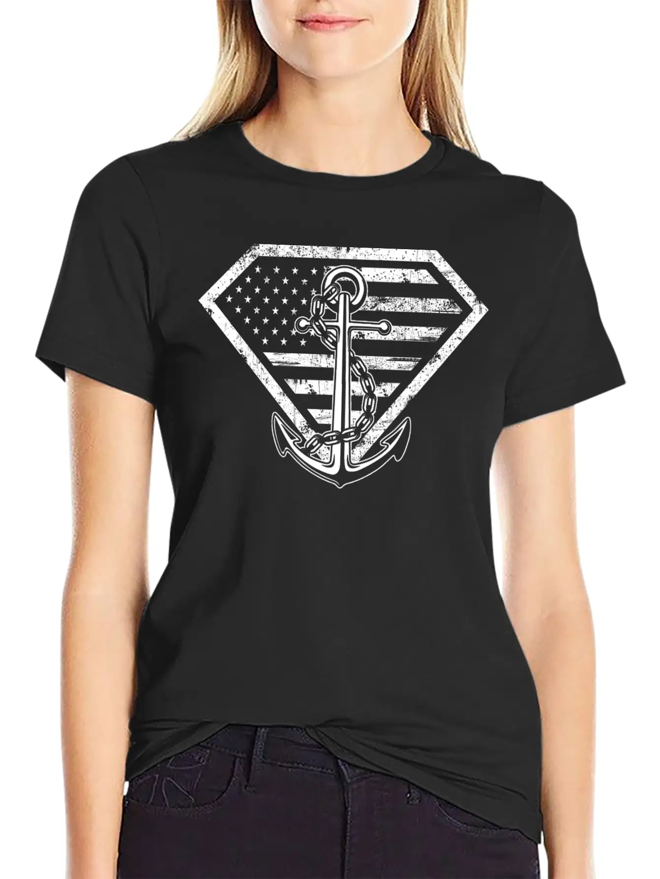 Super Sailor-Sailor Flag T-shirt For American Lightweight Cotton T-Shirt – Daily Comfort Graphic Shirt