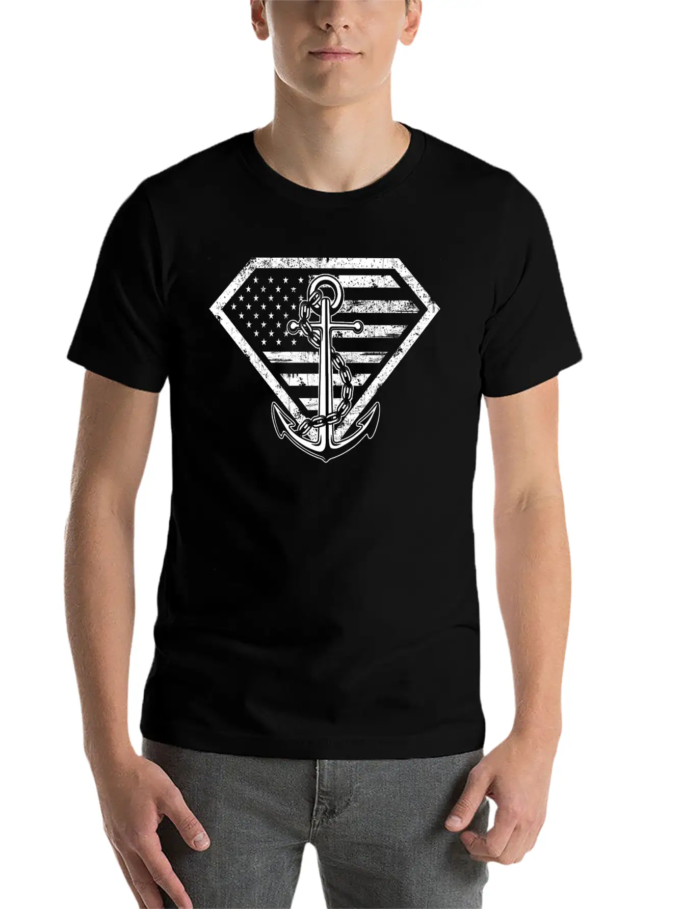 Super Sailor-Sailor Flag T-shirt For American Lightweight Cotton T-Shirt – Daily Comfort Graphic Shirt