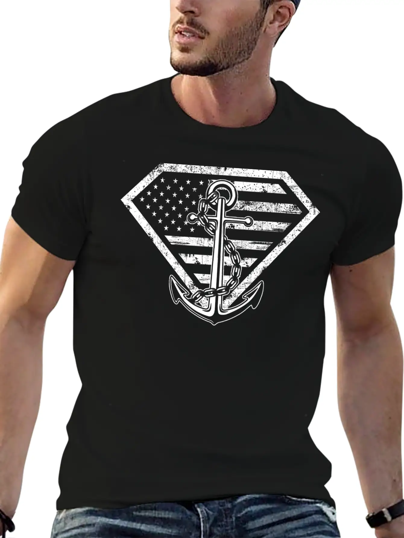 Super Sailor-Sailor Flag T-shirt For American Lightweight Cotton T-Shirt – Daily Comfort Graphic Shirt