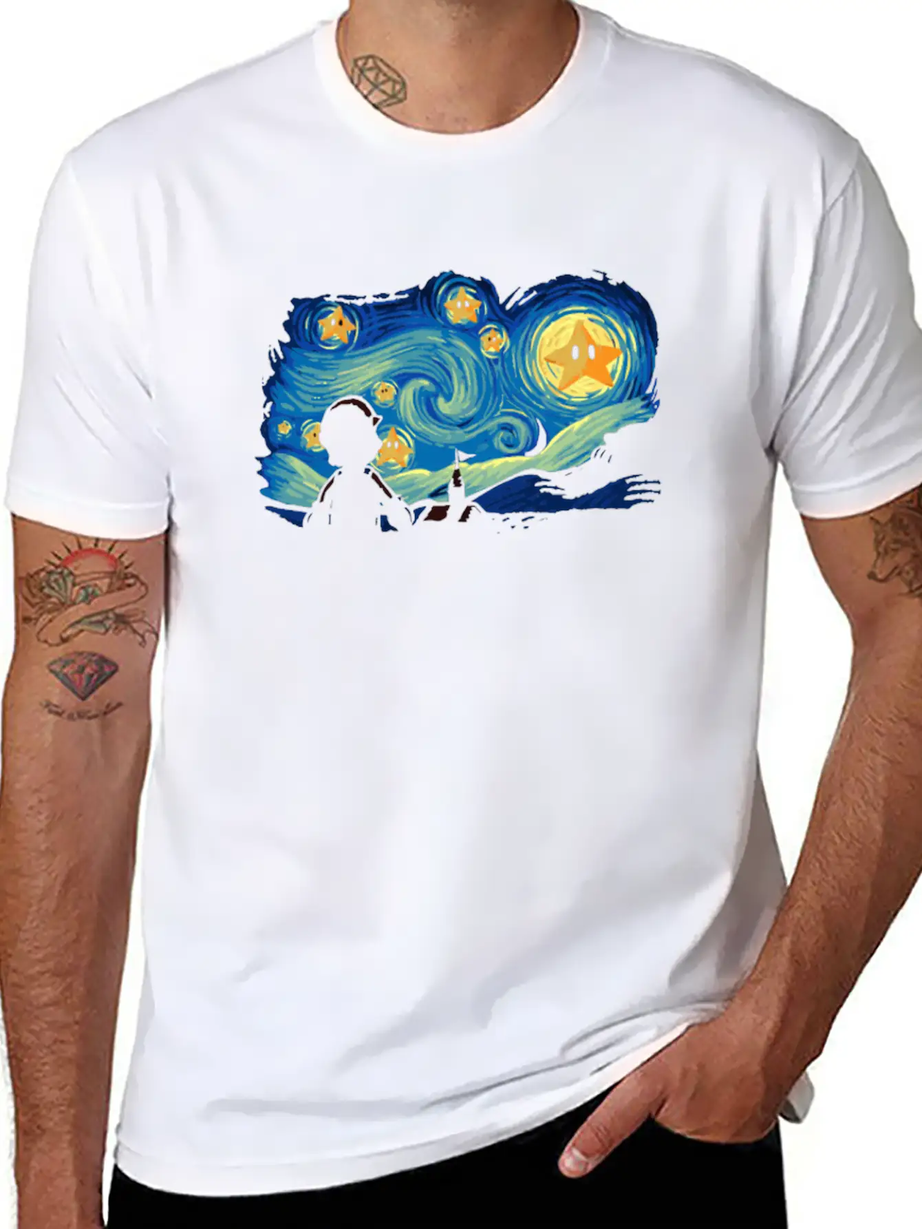 Super Starry Night Modern Fit Casual T-Shirt – Clean And Versatile Design