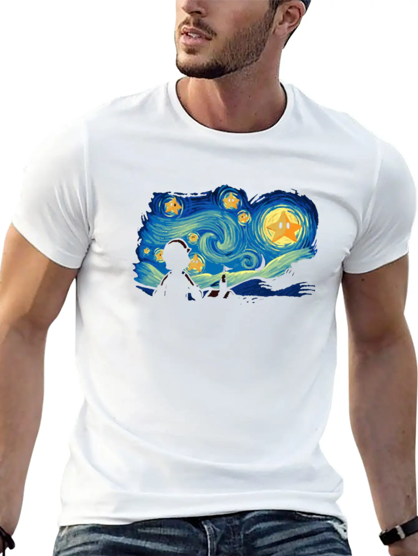 Super Starry Night Modern Fit Casual T-Shirt – Clean And Versatile Design