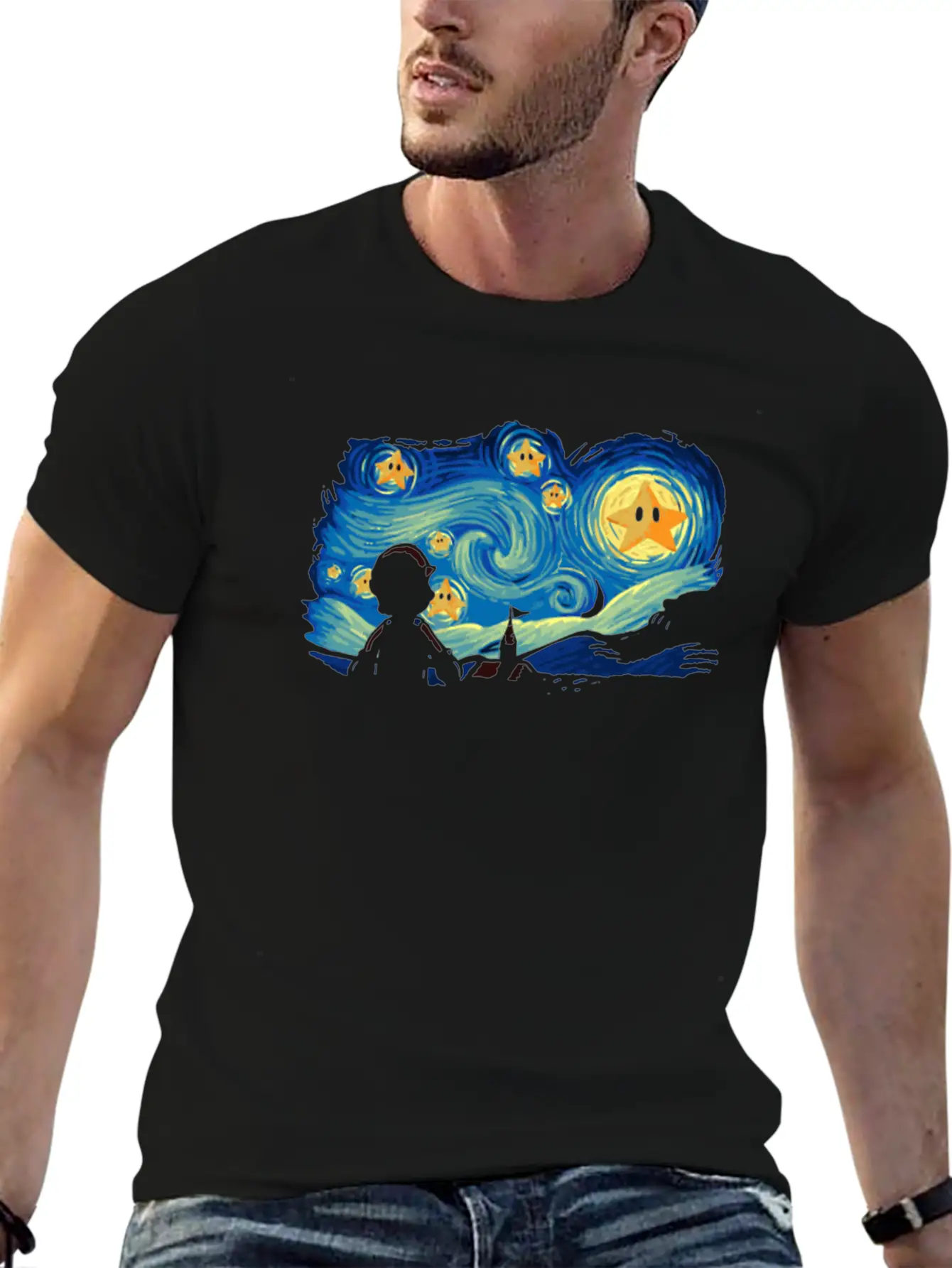 Super Starry Night Modern Fit Casual T-Shirt – Clean And Versatile Design