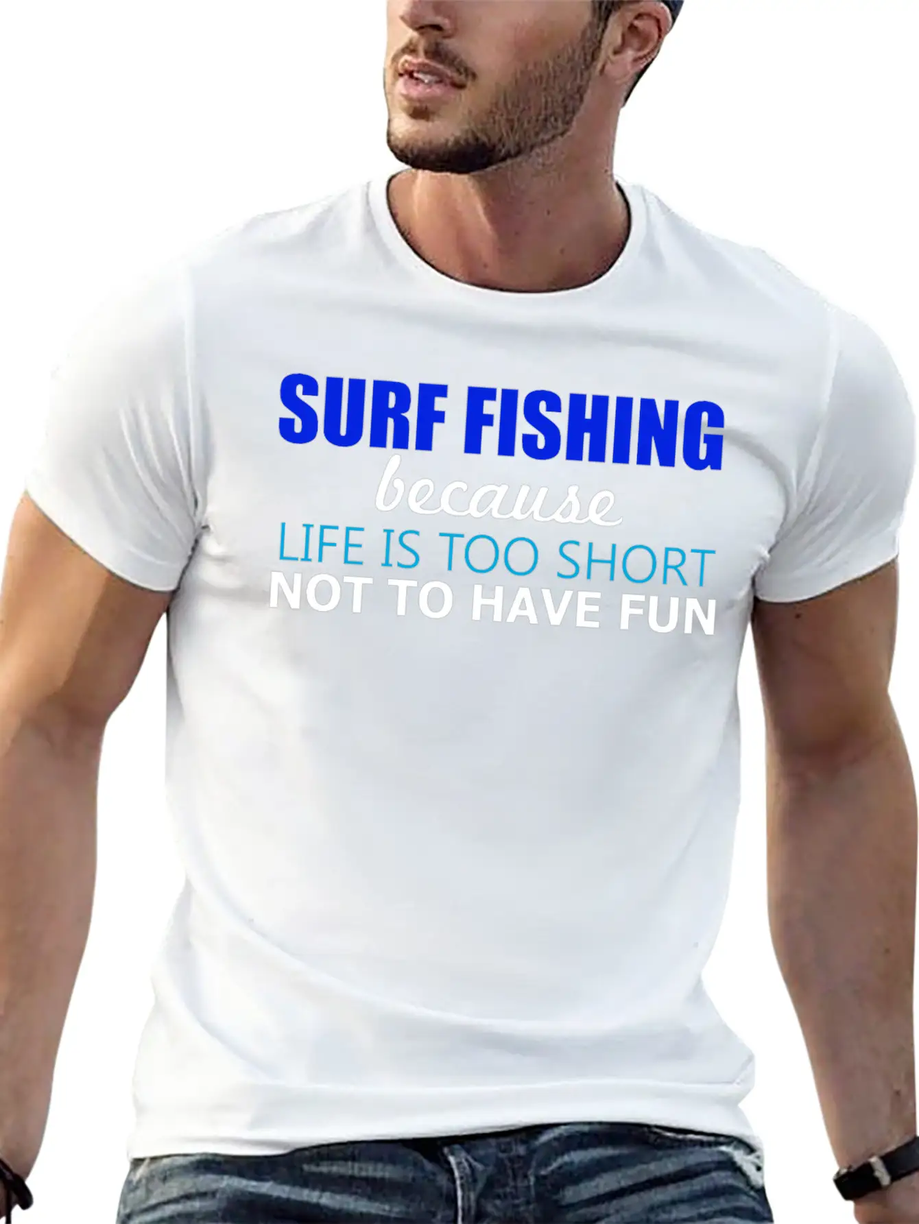 Surf Fishing - Surf Fishing Because Life Is Too Sh Lightweight Cotton T-Shirt – Daily Comfort Graphic Shirt